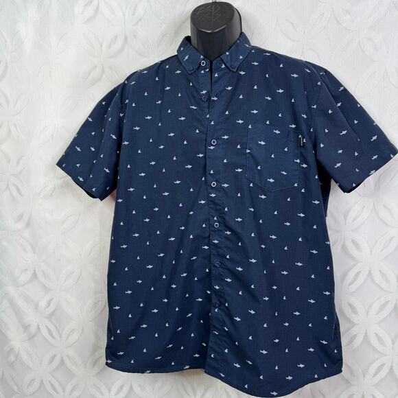Molokai Surf Aloha Blue Shark Cotton Short Sleeve Shirt Mens Size‎ XL - Picture 5 of 5